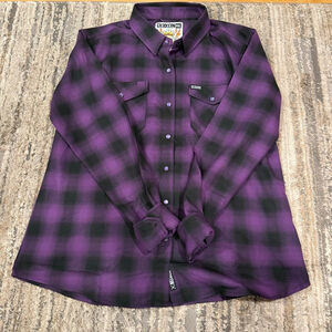 Women's Dixxon Flannel Royalty Purple Plaid Button Down Long-Sleeve WXL SKU733